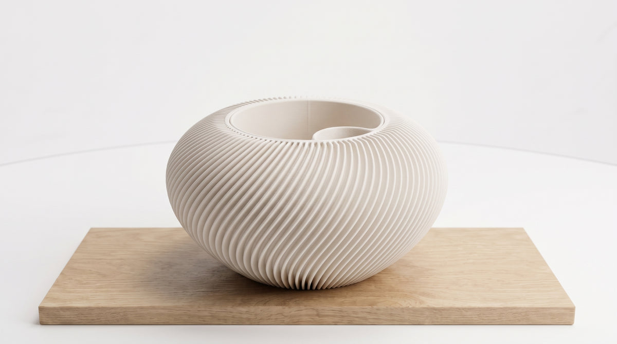 Bloempot "wervel" - Muted White - medium